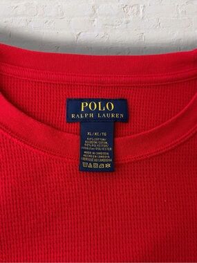 Polo Ralph Lauren Men’s XL Red Waffle Knit Thermal Long Sleeve Crew Neck Shirt